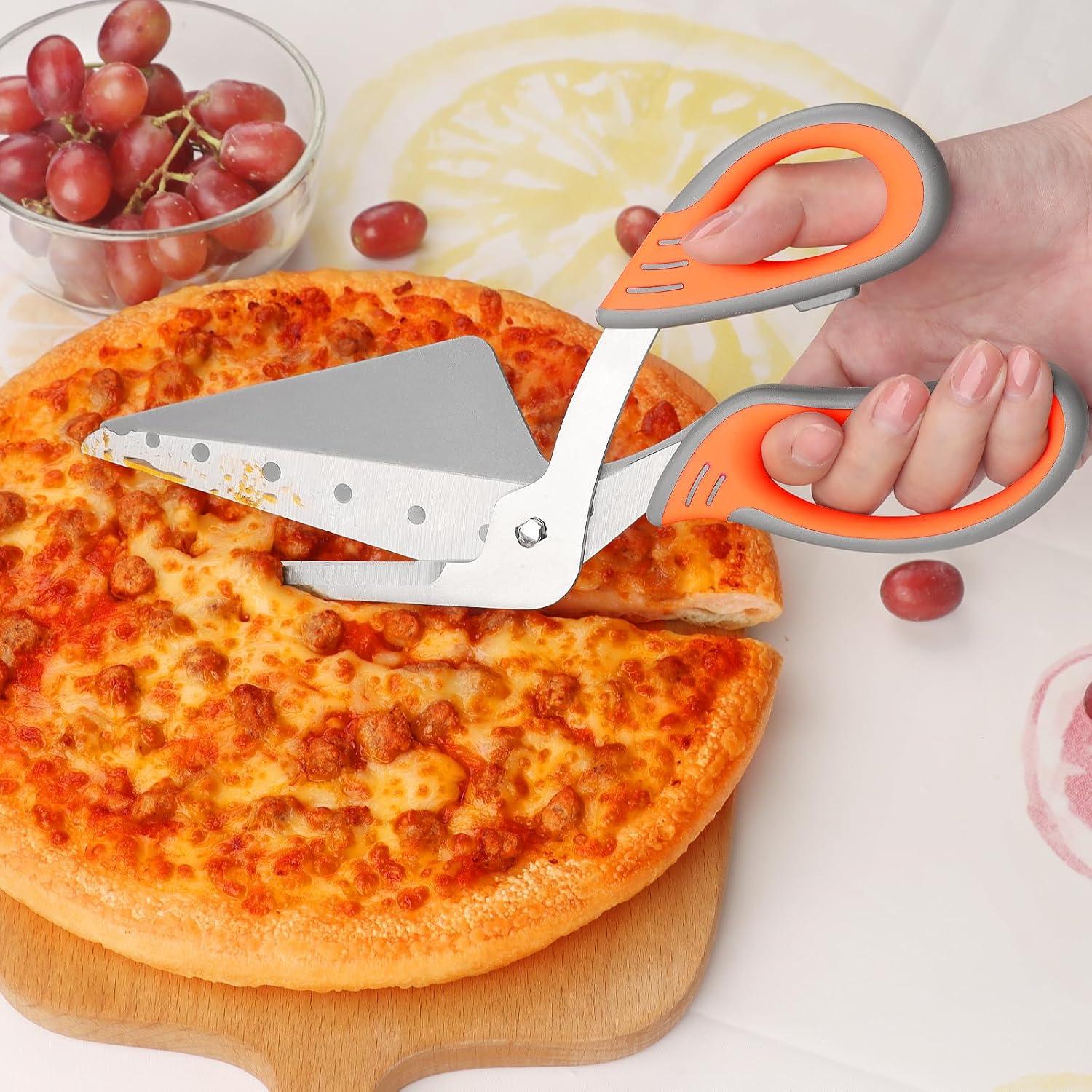 Pizzaschere mit Abnehmbarer Pizzaschaufel 27cm Grau Orange