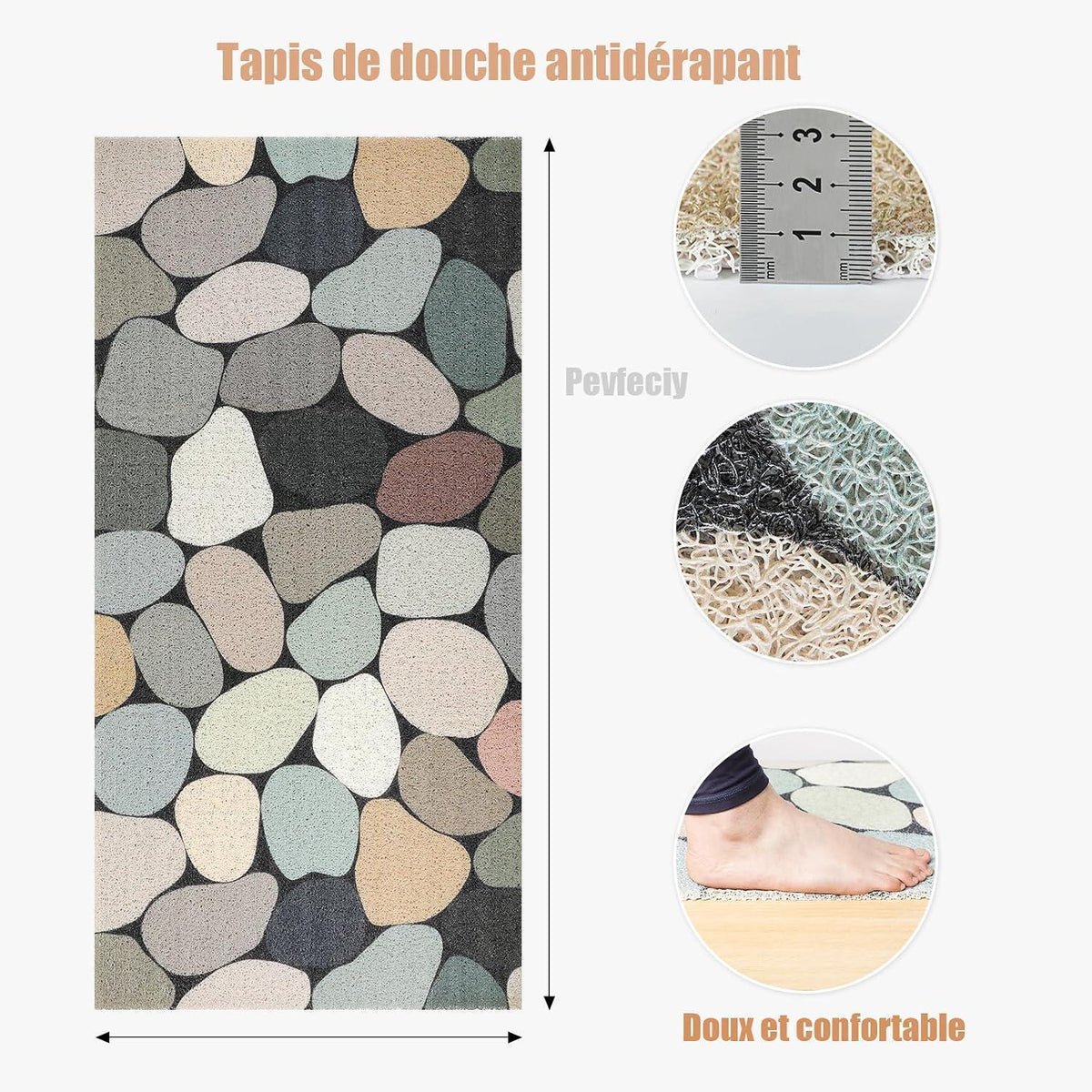 Rutschfeste Duschmatte 100x100 cm – Weich & Komfortabel