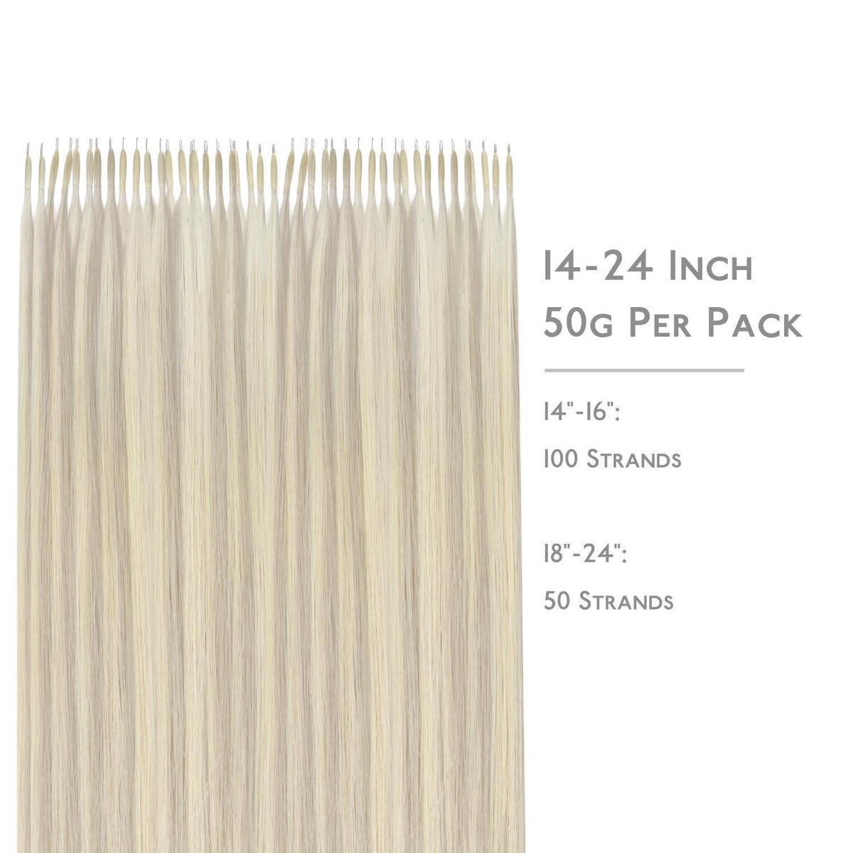 Echthaar Nano Ring Extensions Aschblond Highlights 35cm