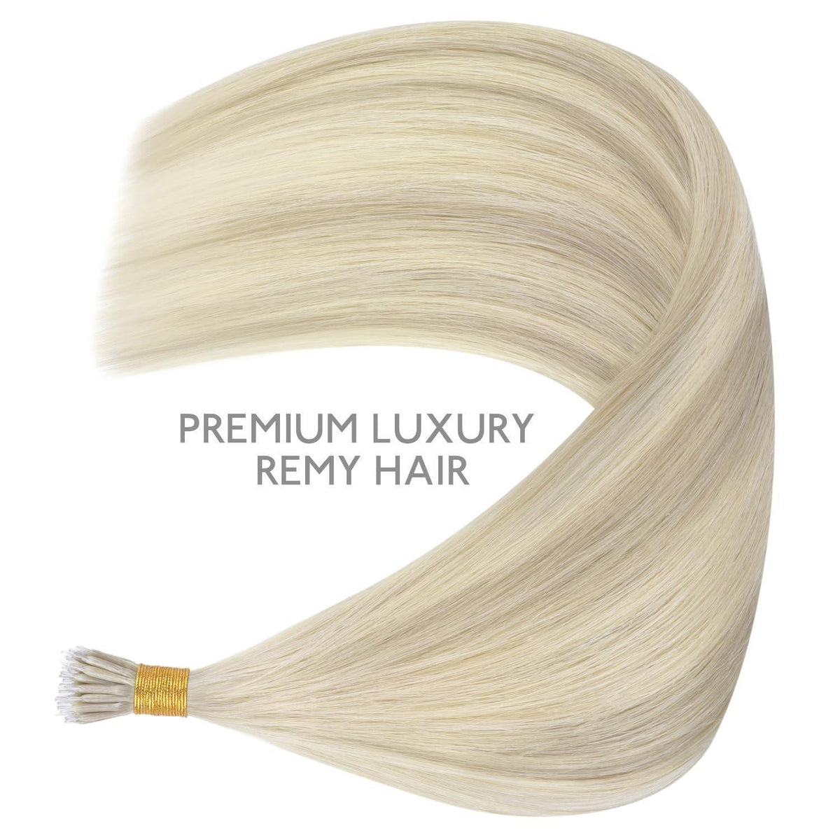 Echthaar Nano Ring Extensions Aschblond Highlights 35cm