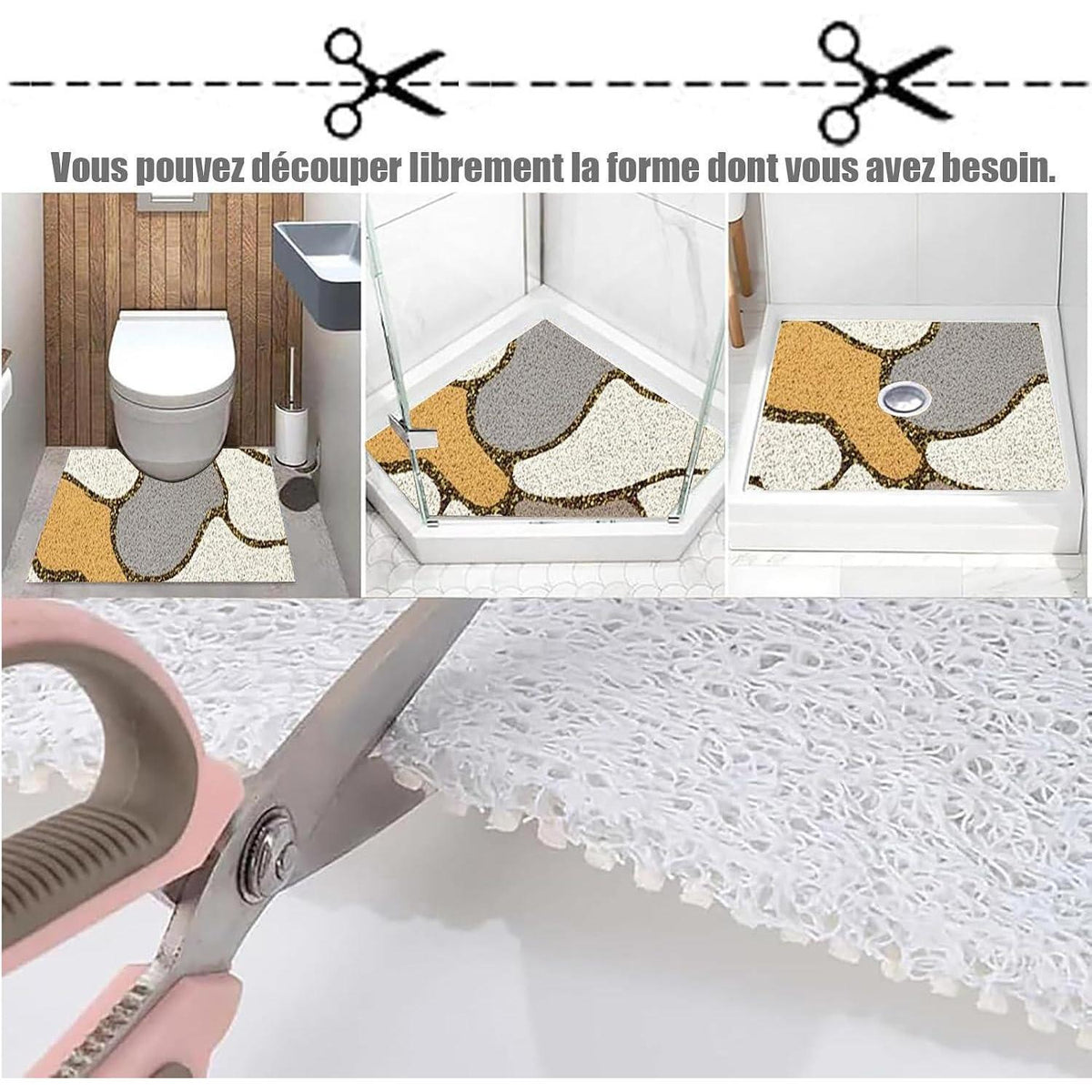 Rutschmatte Dusche 60x120 cm – Antirutsch, Weich & Ablaufloch