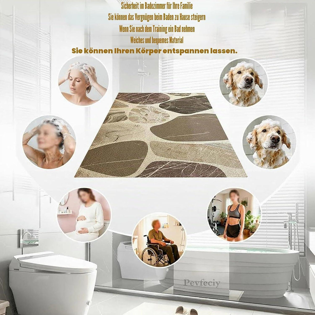 Rutschfeste Duschmatte 80x120 cm – Weich, Komfortabel & Zuschneidbar