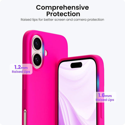iPhone 16 Plus Hülle Silikon 6,7 Zoll flüssiges Silikon stoßfest Leuchtend rosa