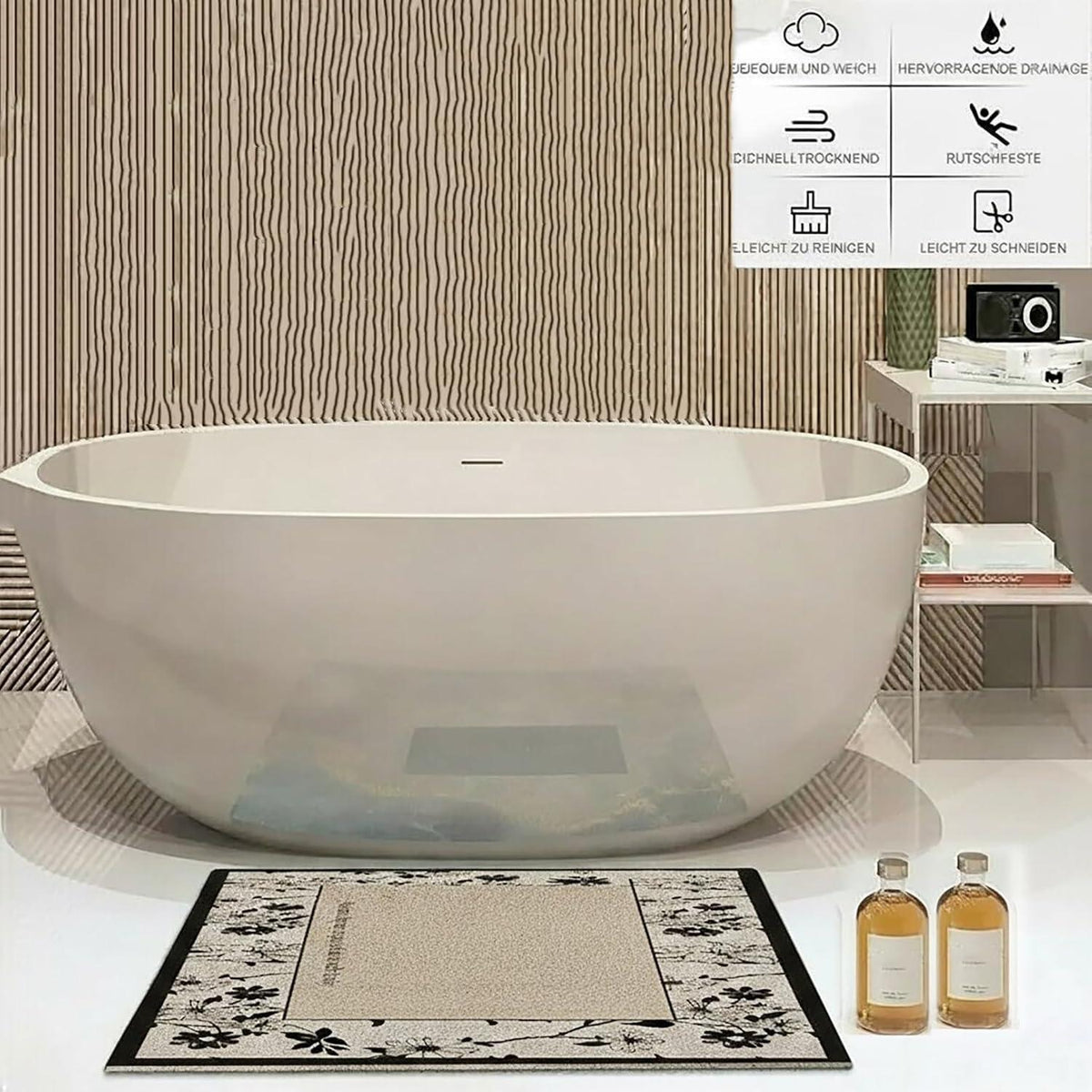 Rutschfeste Duschmatte 100x120 cm – Modern & Weich