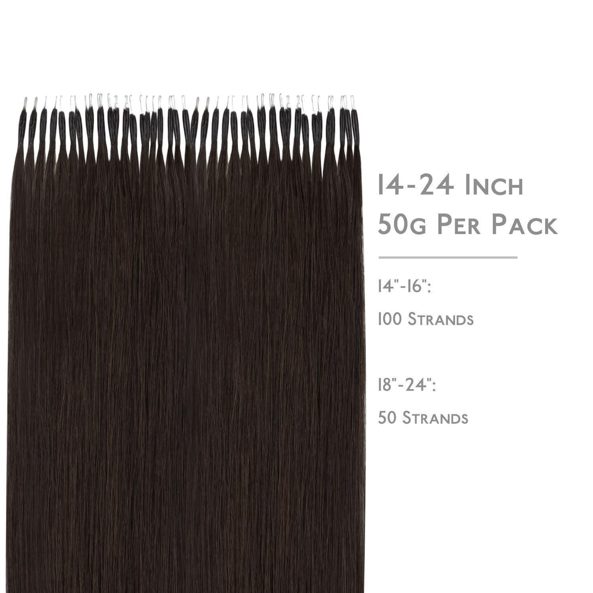 Echthaar Nano Ring Extensions – 60cm, Hellbraun/Dunkelbraun