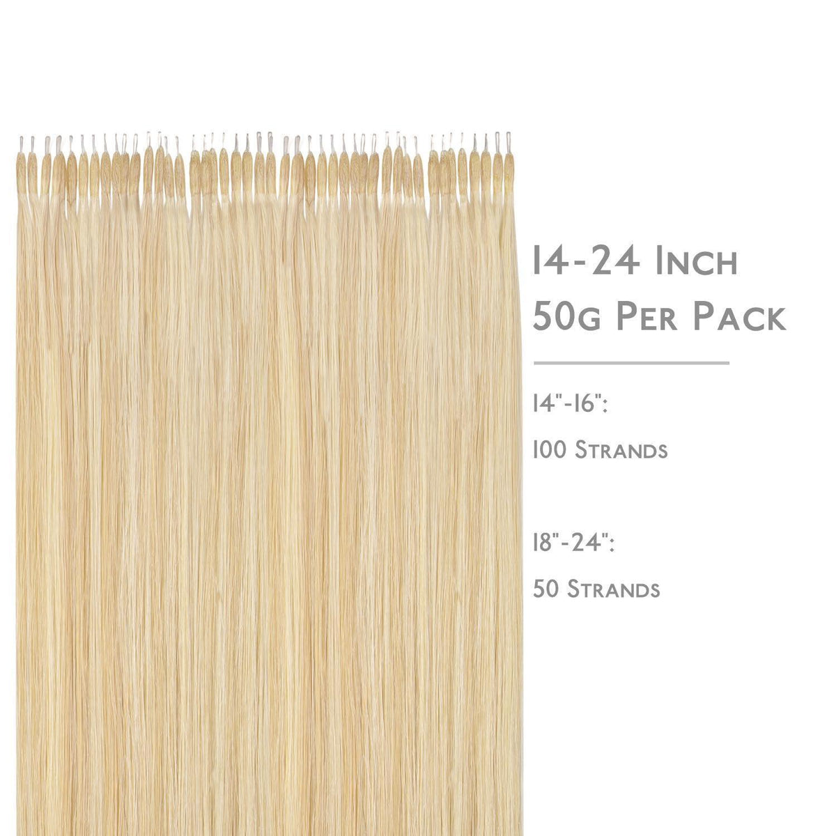 Echthaar Nano Ring Extensions Hellblond Highlights 40cm