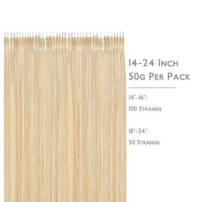 Echthaar Nano Ring Extensions Hellblond Highlights 40cm