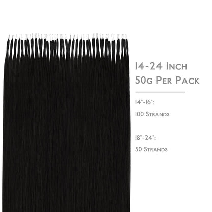 Echthaar Nano Ring Extensions Schwarz 60cm
