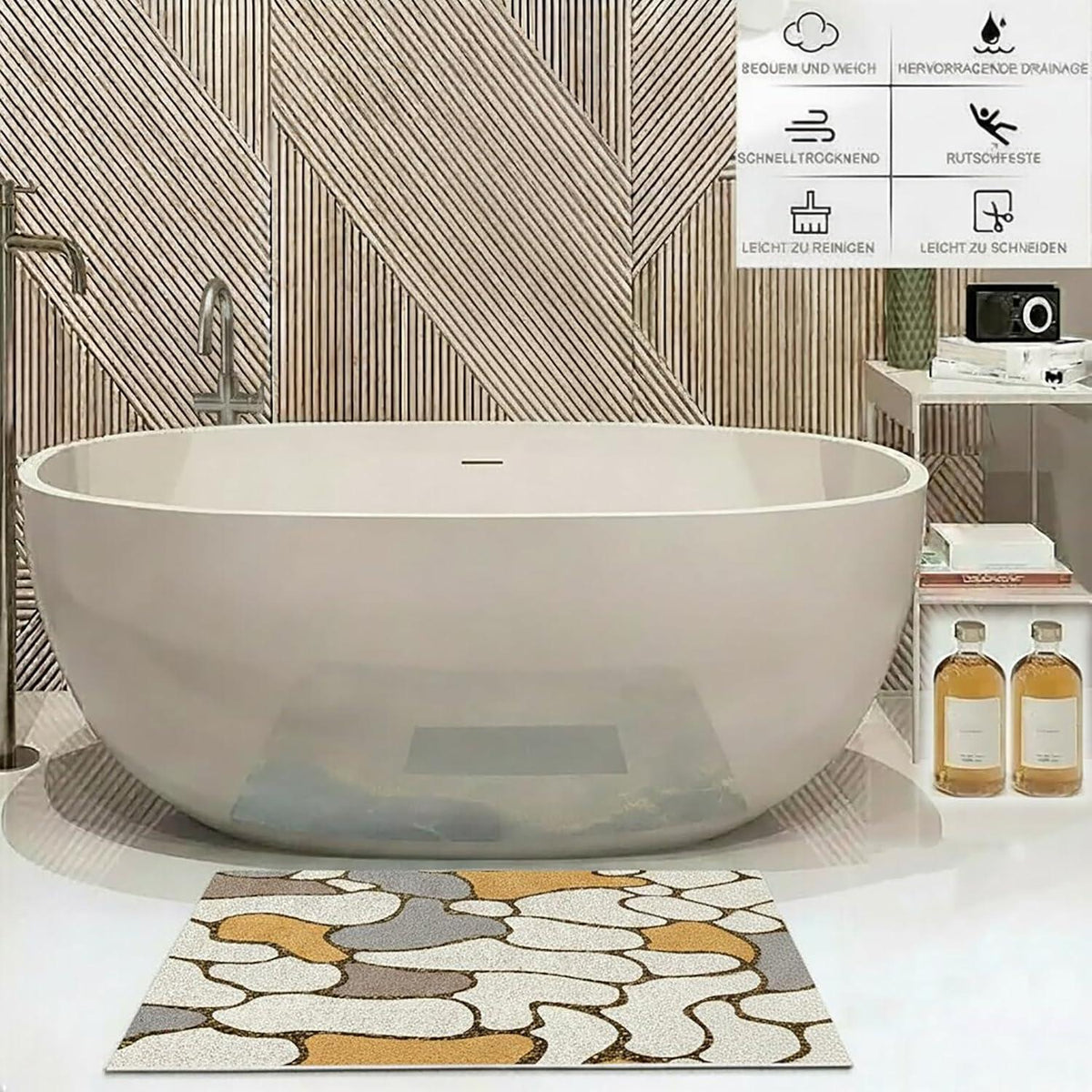 Rutschfeste Duschmatte 80x120 cm – Modern & Komfortabel