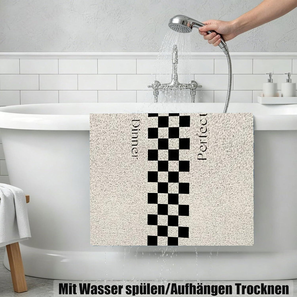 Rutschfeste Duschmatte 100x150 cm – Weich, Modern & Zuschneidbar