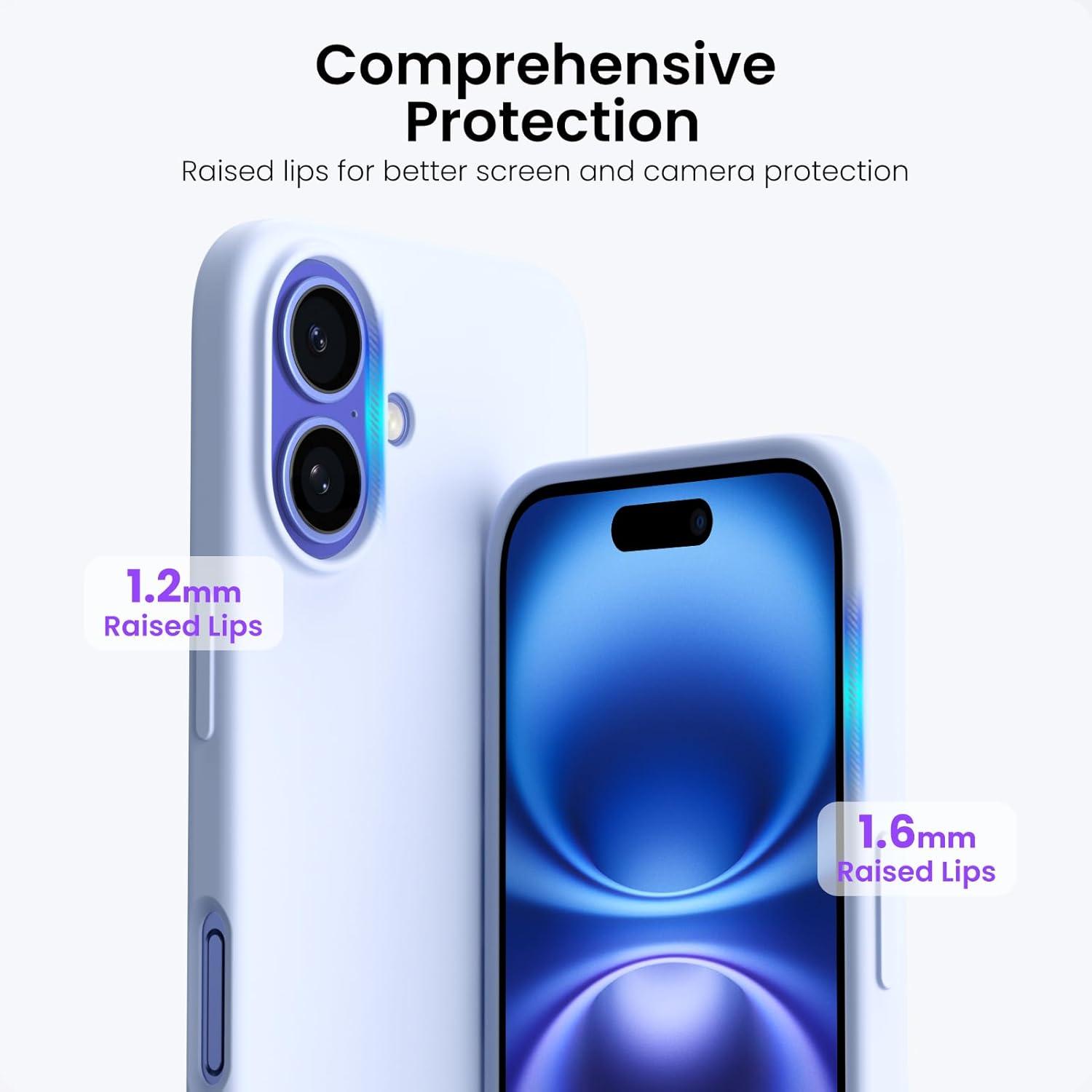 ORNARTO iPhone 16 Hülle Silikon 6,1 Zoll flüssiges Silikon Kratzfeste Schutzhülle Baby blau