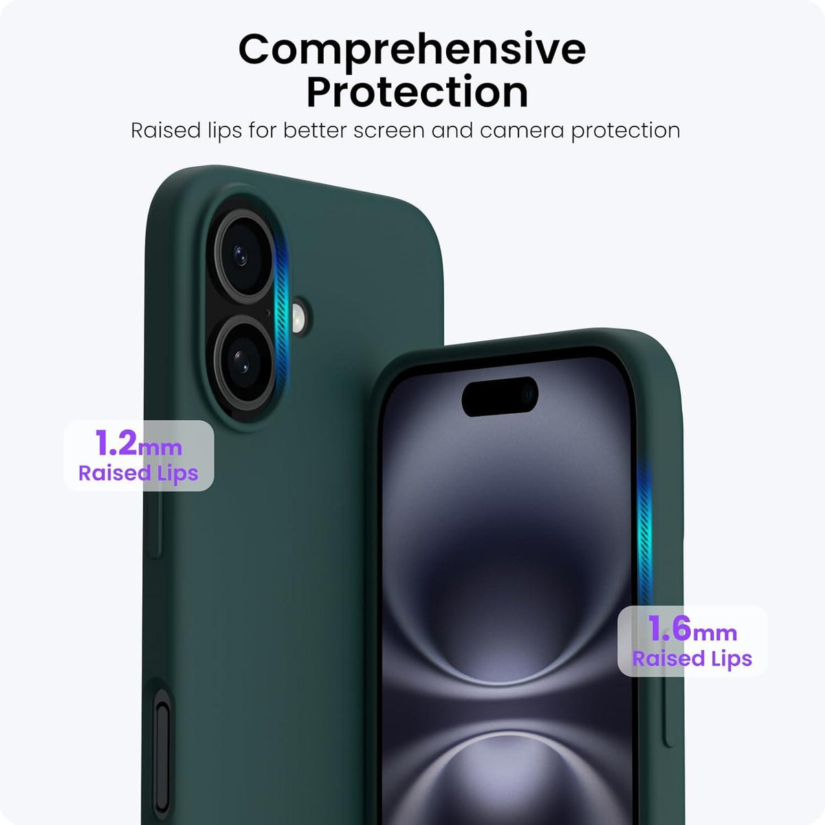 ORNARTO iPhone 16 Hülle Silikon 6,1 Zoll Olivgrün Schutzhülle stoßfest - 2024