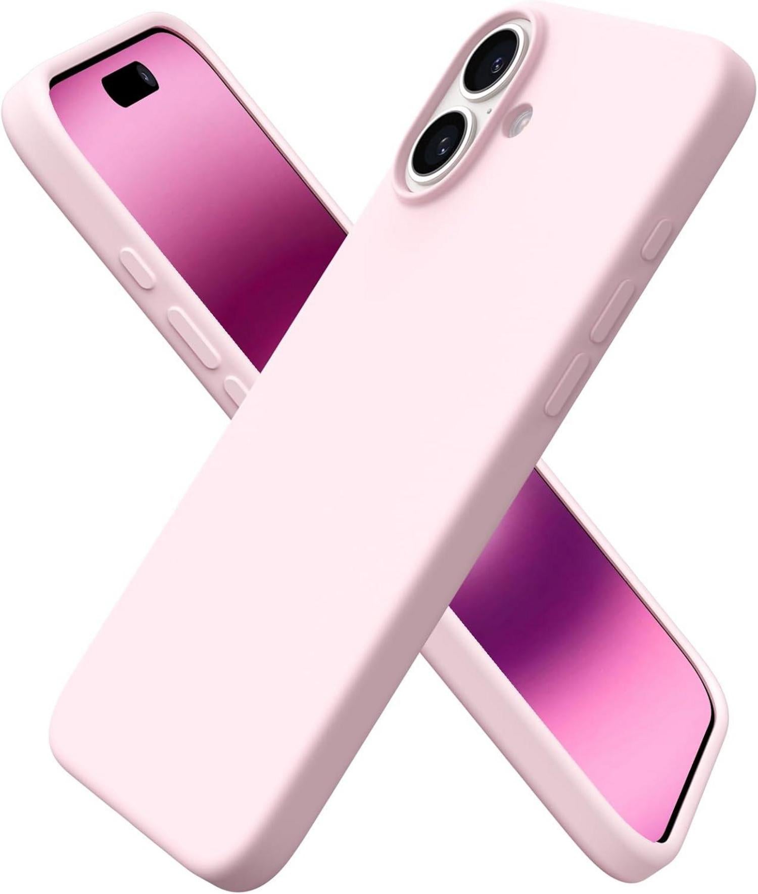 iPhone 16 Plus Hülle Silikon flüssig Stoßfest - Rosa