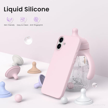 iPhone 16 Plus Hülle Silikon flüssig Stoßfest - Rosa