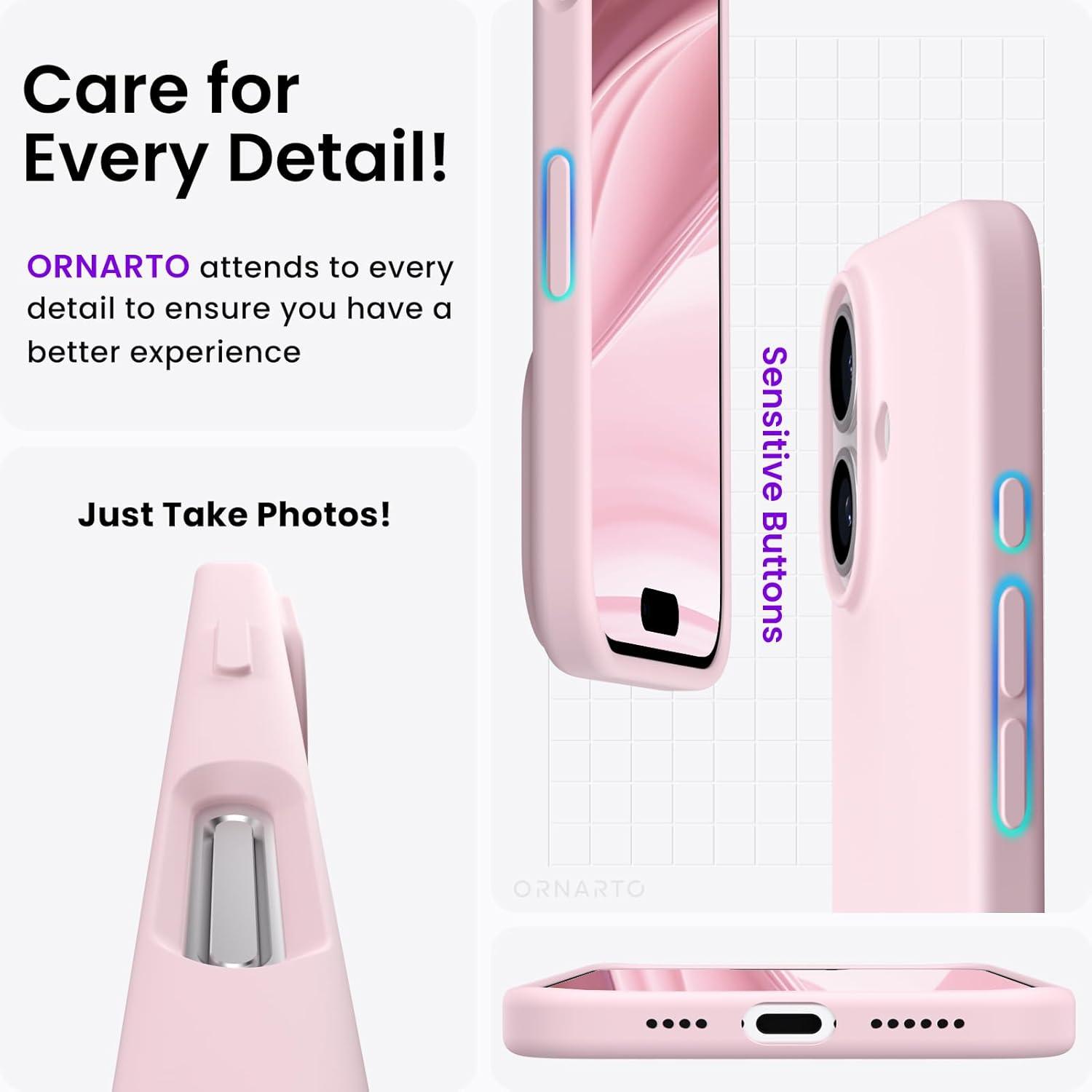 Schutzhülle für iPhone 16 Plus 6,7 Zoll, Silikon Case flüssig dünn - Rosa