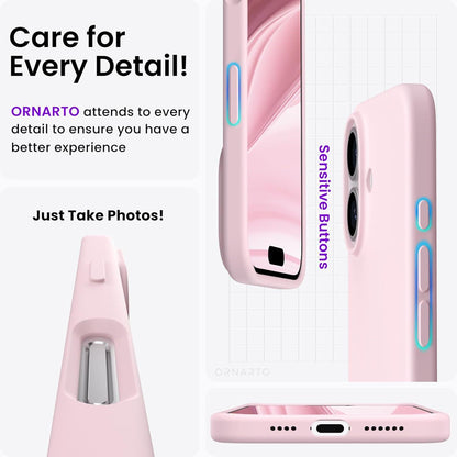 Schutzhülle für iPhone 16 Plus 6,7 Zoll, Silikon Case flüssig dünn - Rosa
