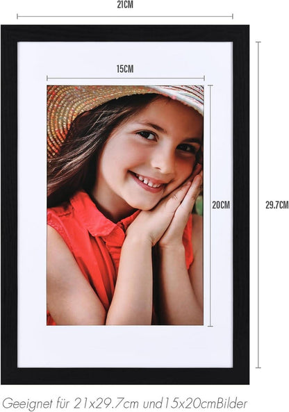 Bilderrahmen Set A4 21x29.7cm Fotorahmen Schwarz 2er-Set