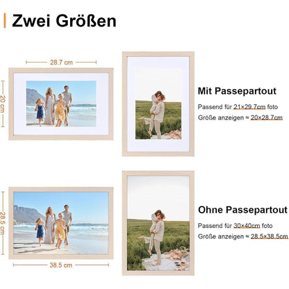 Set Bilderrahmen 30x40cm Holz Fotorahmen Passepartouts