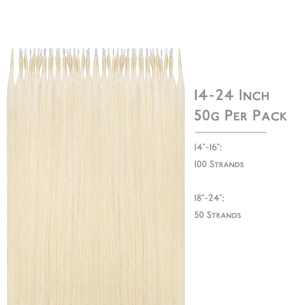 Echthaar Nano Ring Extensions Platinblond 45cm