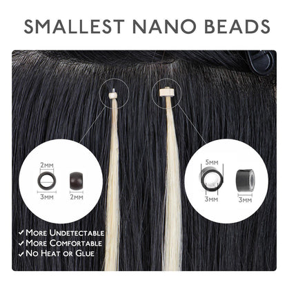 Echthaar Nano Ring Extensions Platinblond 45cm