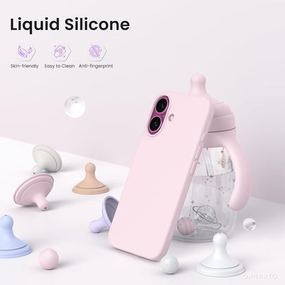 iPhone 16 Hülle Silikon flüssig Stoßfest Kratzfest Rosa