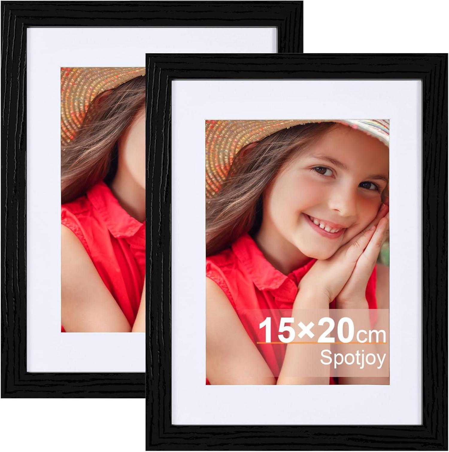 Bilderrahmen Set 15x20cm Schwarz mit Passepartouts 2er-Pack