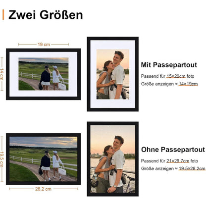 Spotjoy Bilderrahmen A4 Schwarz Holzrahmen 3er-Set
