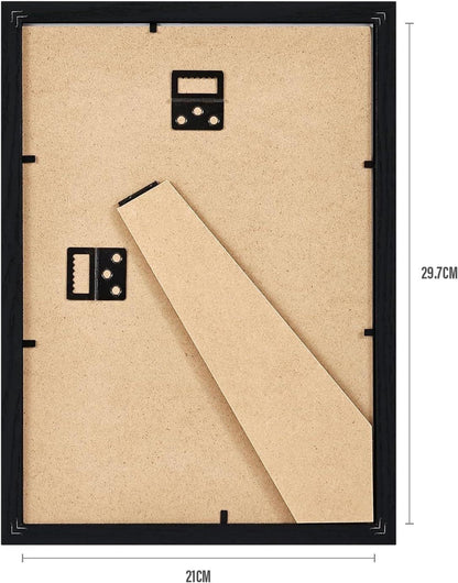 Spotjoy Bilderrahmen A4 Fotorahmen Holzrahmen 3er-Set Schwarz