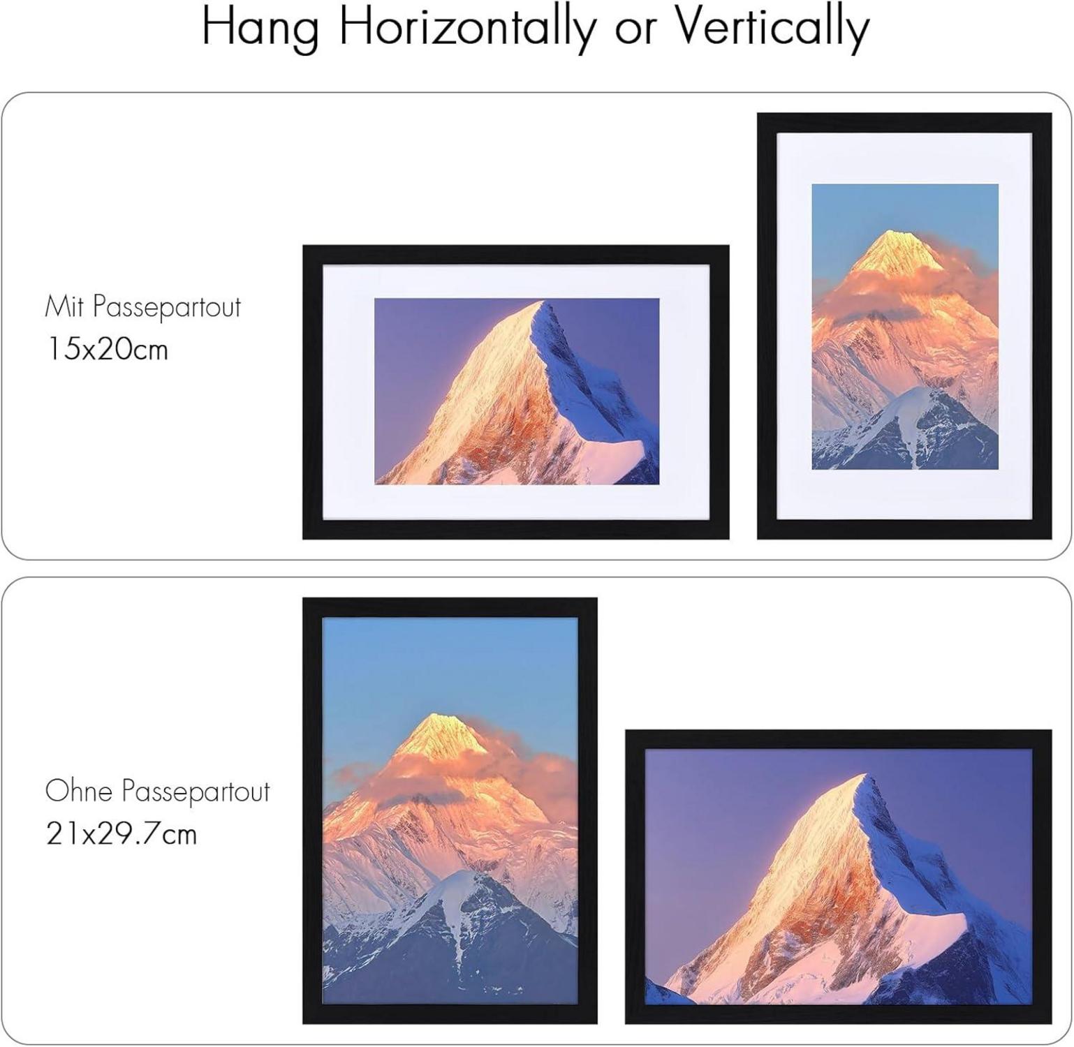 Fotorahmen Set A4 21x29.7cm Holzrahmen Posterrahmen 3er-Set Schwarz