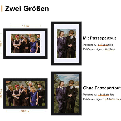 Spotjoy Bilderrahmen 13x18cm 3er-Set Schwarz Holzrahmen mit