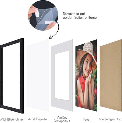 Spotjoy Bilderrahmen 30x40cm Fotorahmen Holzrahmen Schwarz 3er-Set