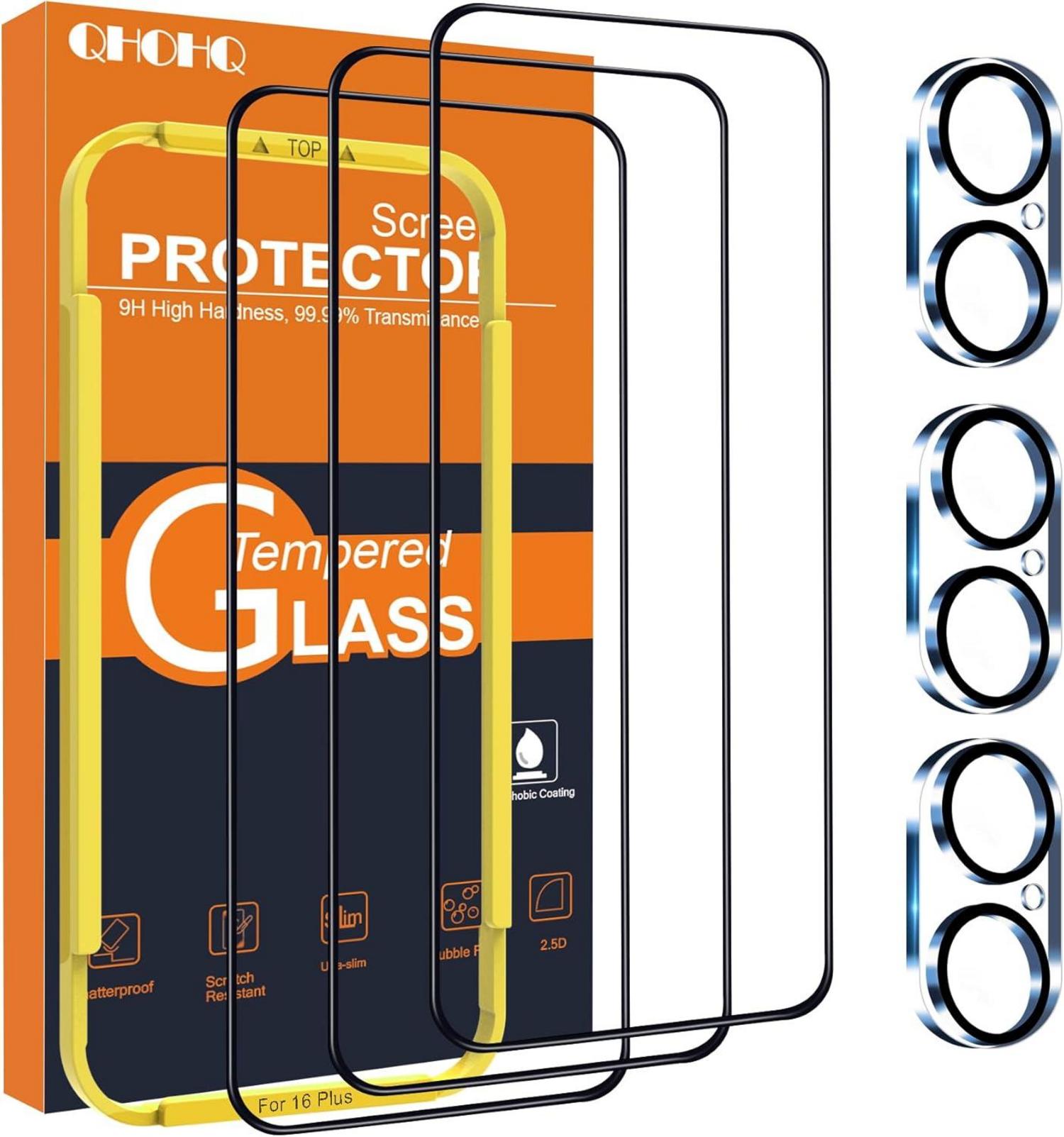 Panzerglas für iPhone 16 Plus Kamera Schutzfolie [3+3 Stück] 9H+ Glas