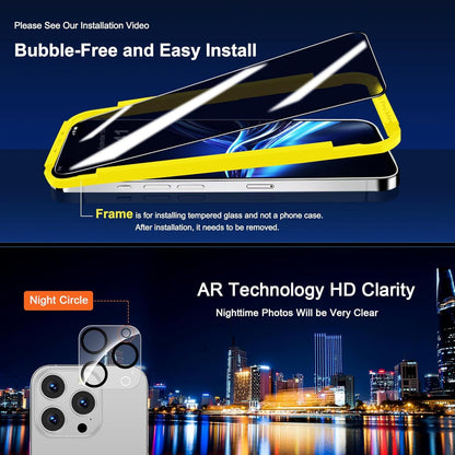 Panzerglas Schutzfolie + Kamera Sichtschutz iPhone 16 Pro Max 9H+ Anti-Spähen [6,9