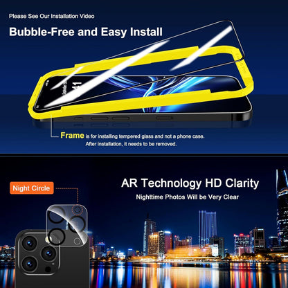 Panzerglas für iPhone 16 Pro Kamera Schutzfolie 9H+ Full Screen 3+3 Stück