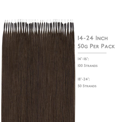 Echthaar Nano Ring Extensions Schokoladenbraun 55cm