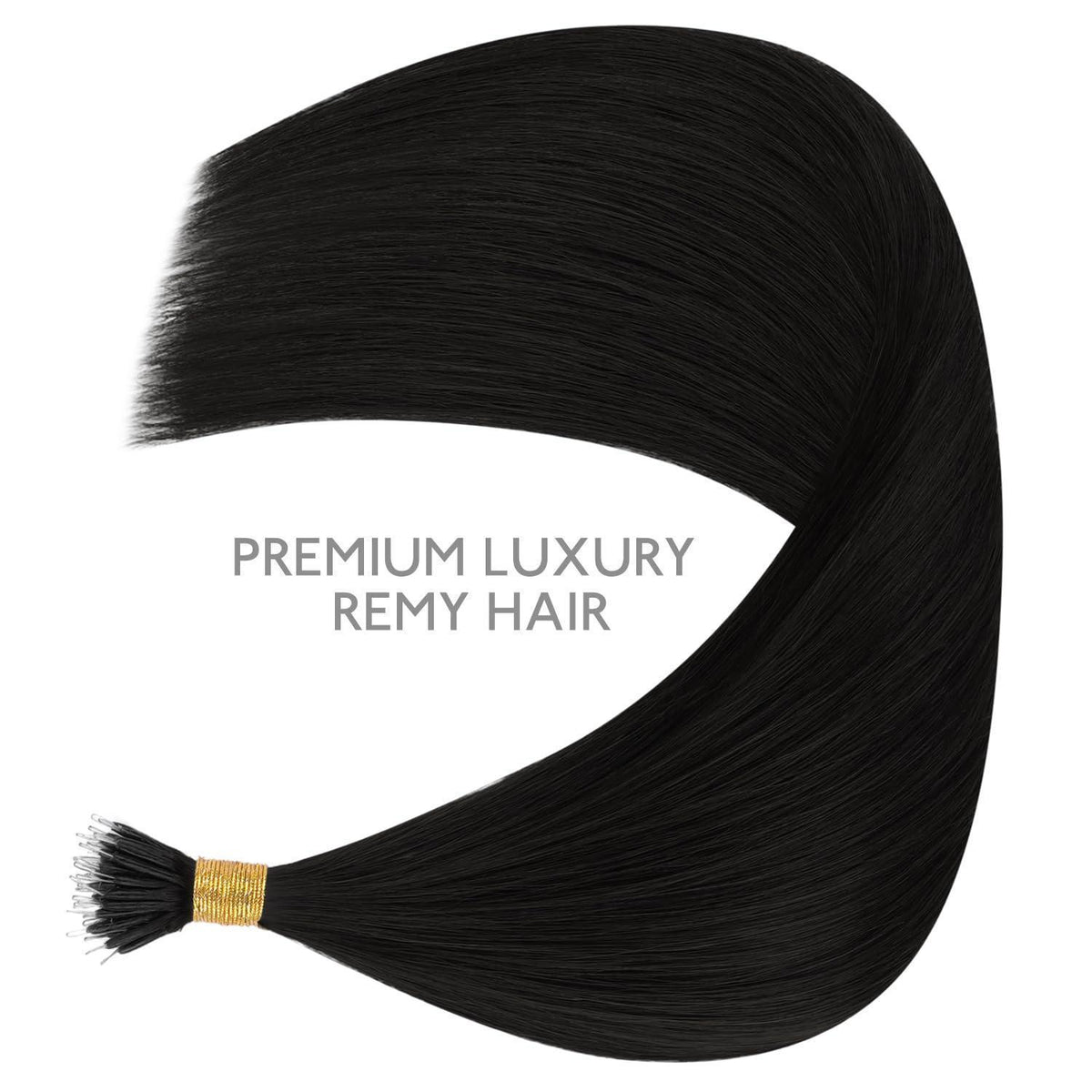 Nanoring Extensions Echthaar Tief Schwarz 55cm