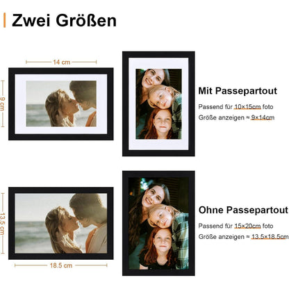 Spotjoy Bilderrahmen 15x20cm 3er-Set Schwarz Holzrahmen