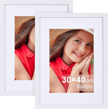 Fotorahmen Set Holzrahmen Weiß mit Passepartouts 30x40cm 2er-Set