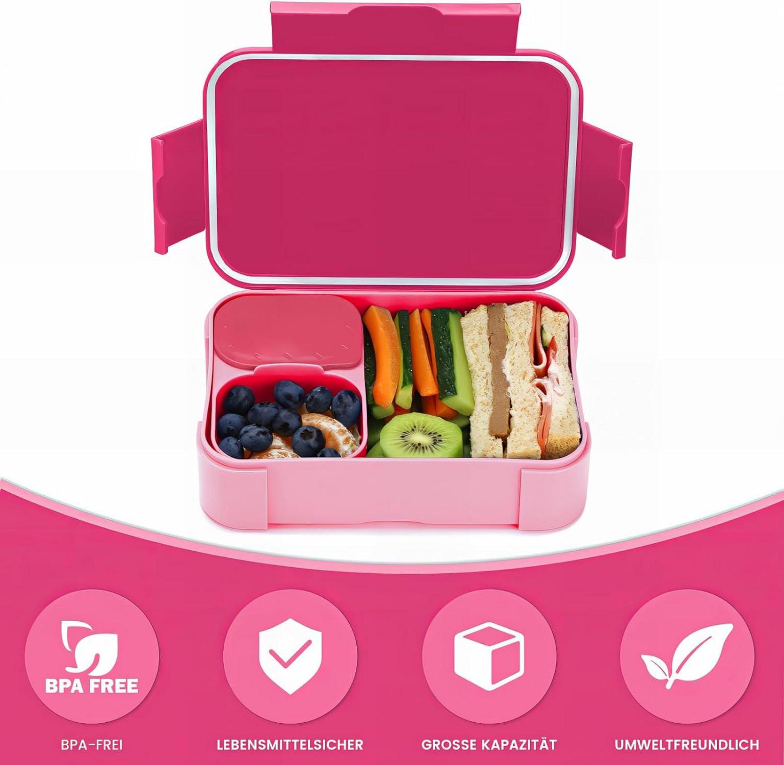 Brotbox Kinder 900ml Bento Box Auslaufsicher Lunchbox Rot