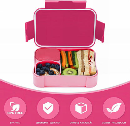 Brotbox Kinder 900ml Bento Box Auslaufsicher Lunchbox Rot