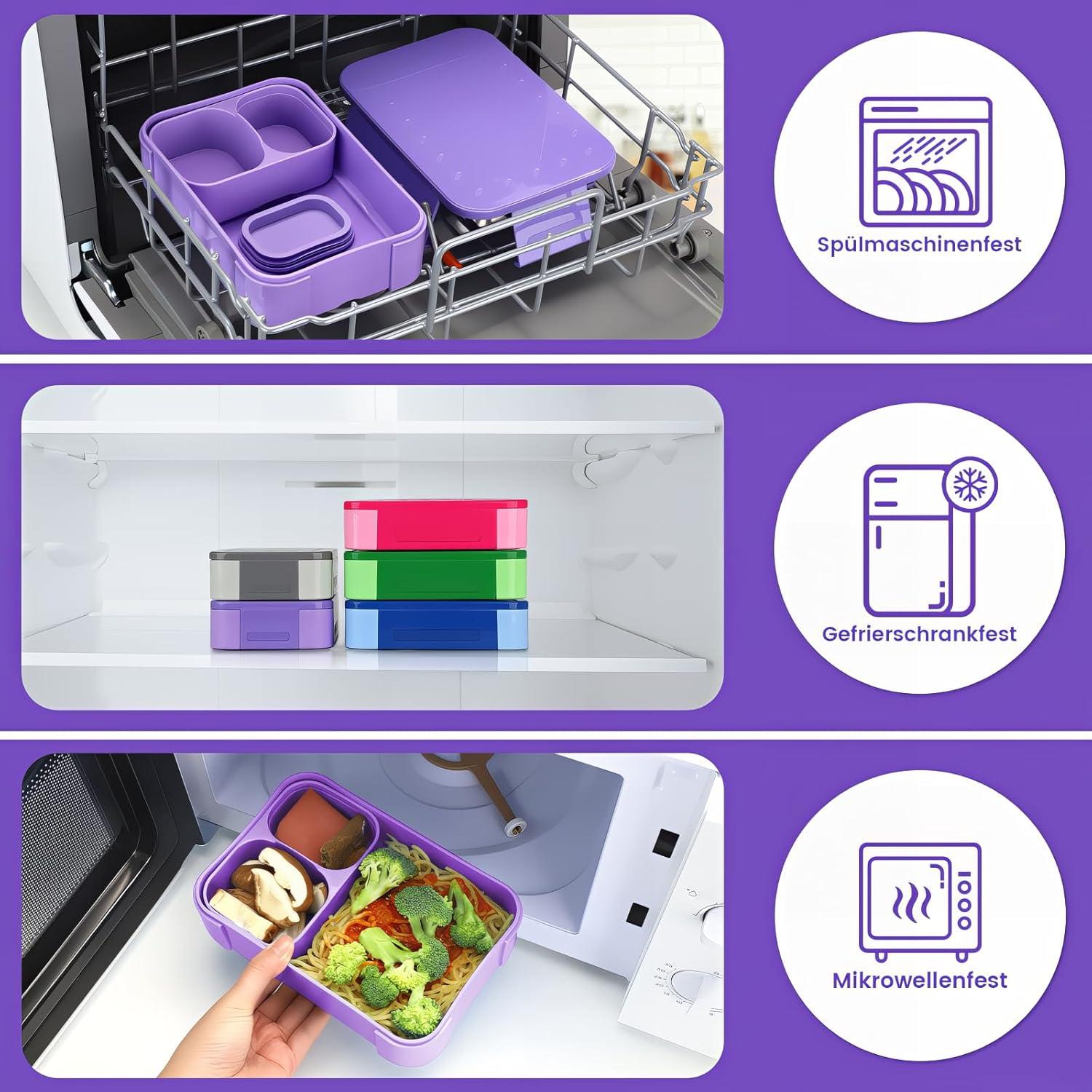 Bugucat Brotdose Kinder 900ml Bento Box Auslaufsicher Violett