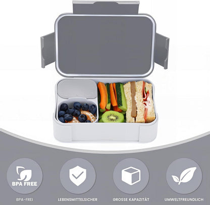 Bugucat Brotdose Kinder Bento Box 900ml Lunchbox Auslaufsicher Grau