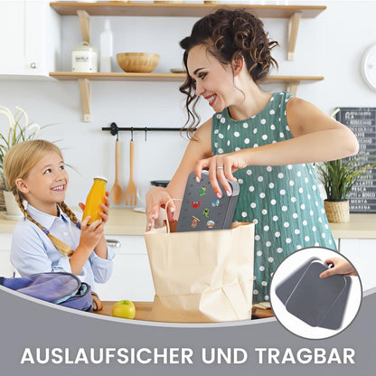 Bugucat Brotdose Kinder Bento Box 900ml Lunchbox Auslaufsicher Grau