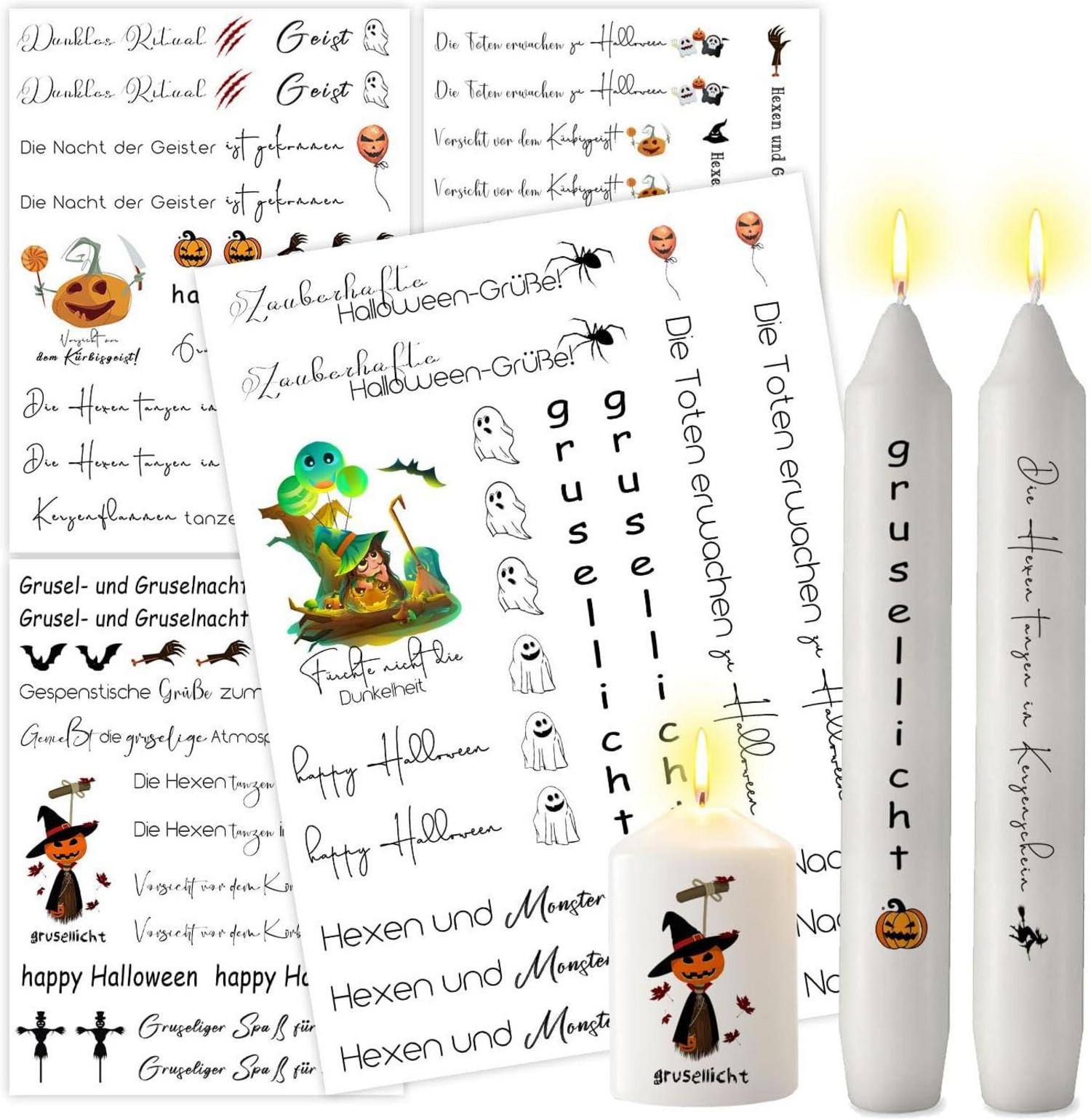 Kerzentattoos Halloween Deko Kürbis DIY Geschenk 4 Stück