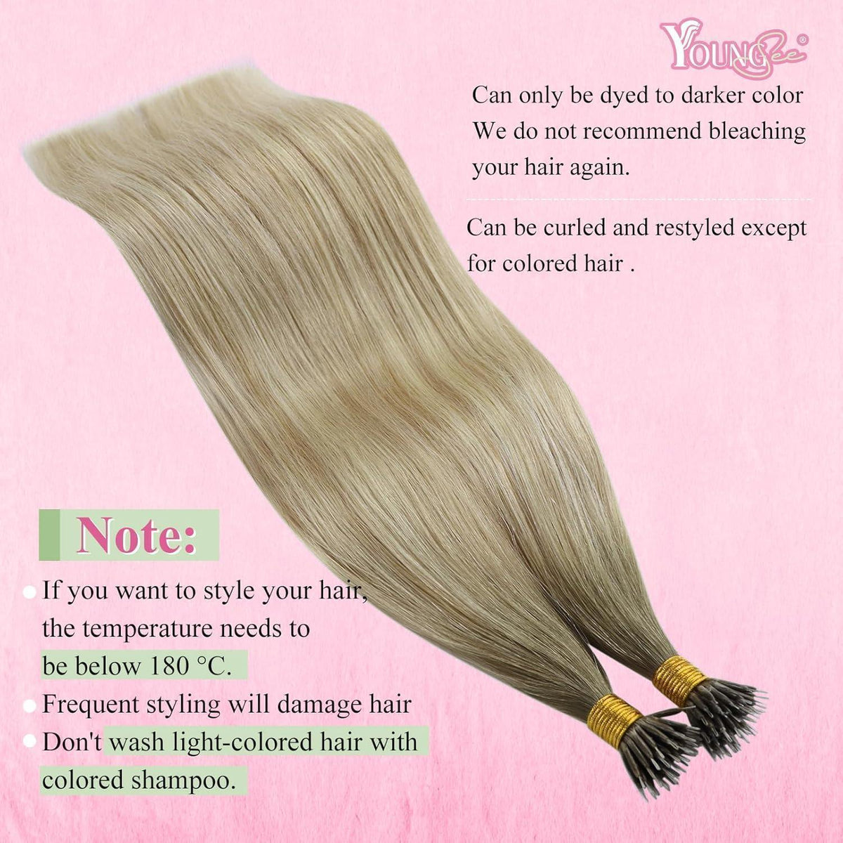 Echthaar Nano Ring Extensions Blond 60cm Aschblond Platinblond