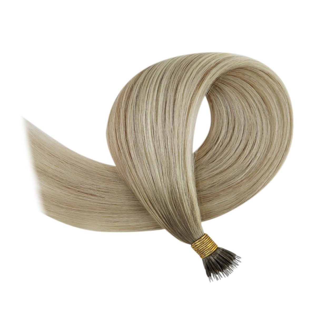 Echthaar Nano Ring Extensions Blond 60cm Aschblond Platinblond