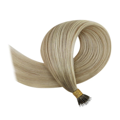 Echthaar Nano Ring Extensions Blond 60cm Aschblond Platinblond