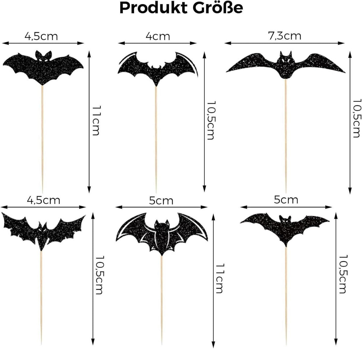 Halloween Cupcake Toppers Fledermaus Tortendeko Set 24 Stück