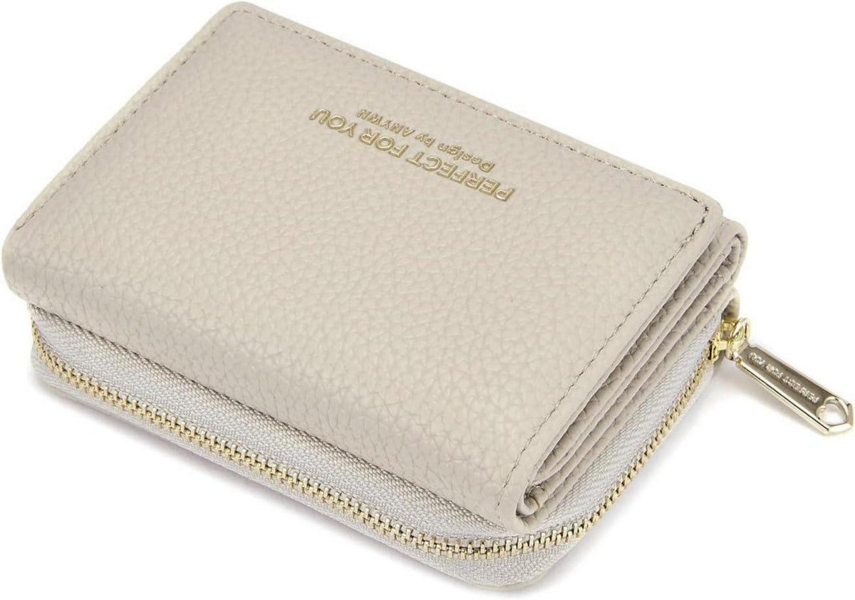 Damen Geldbörse klein mit Vintage Design und Münzfach - Beige