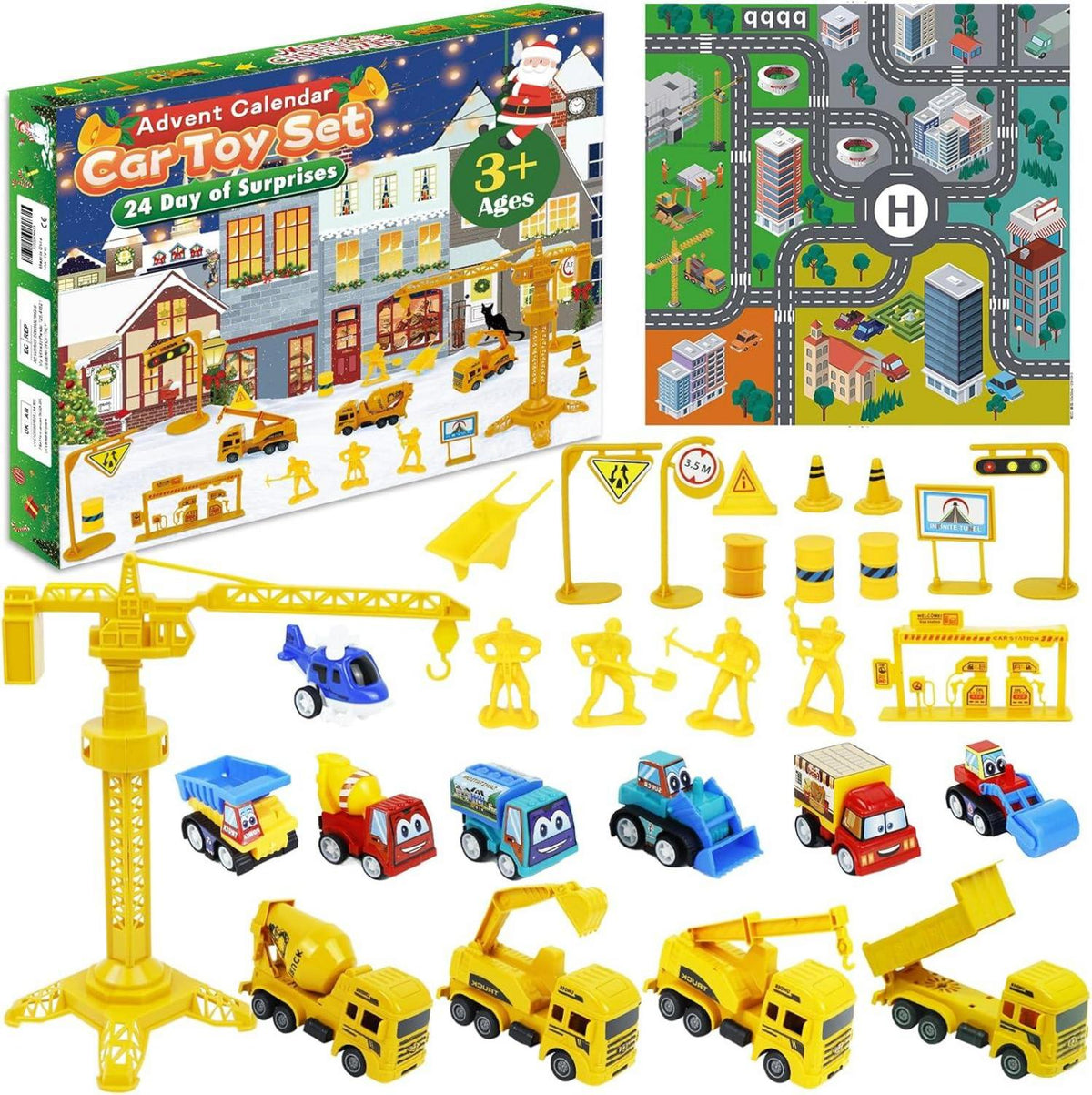 Adventskalender Baufahrzeuge Spielzeug Auto 2024 Kinder Jungen
